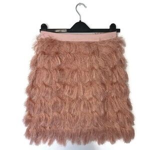 NWT Ryu Skirt Women Medium All Over Fringe Blush Pink Great Gatsby Lined Barbie